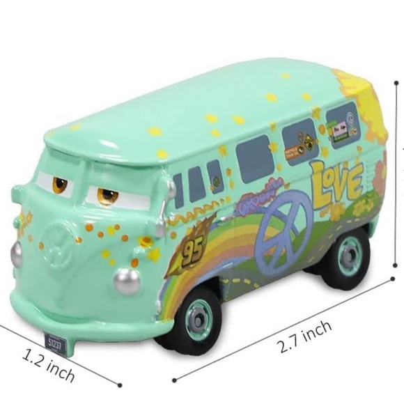 Mattel Disney Pixar Cars 3 Fillmore VW Bus Hippie Love Peace Volkswagen Van - Picture 10 of 10